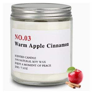  Amorxiao Scented Candle With Apple And Cinnamon Fragrance - 200g - White 