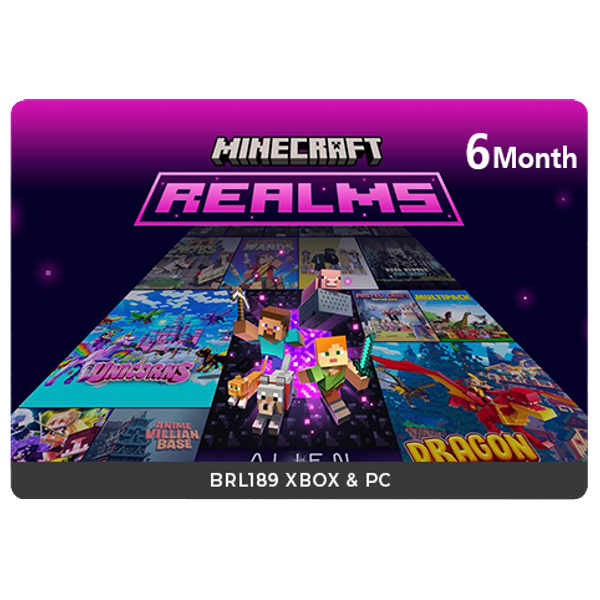  Minecraft Realms 6M - BedRock XBOX & PC 