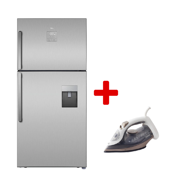 TCL P735TMSS - 21ft - Conventional Refrigerator - Silver + Denka  IST-2400BW - Steam Iron - Brown