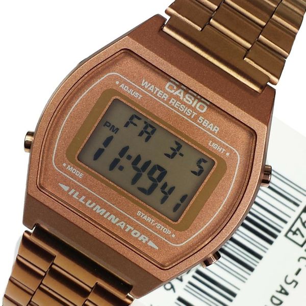  Casio Watch B640WC-5ADF For Unisex - Digital Display, Stainless Steel Band - Pink 